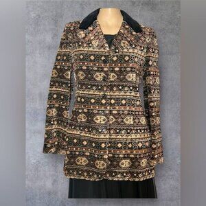 Vintage Anne Klein Designer Blazer – Intricate Tapestry Pattern